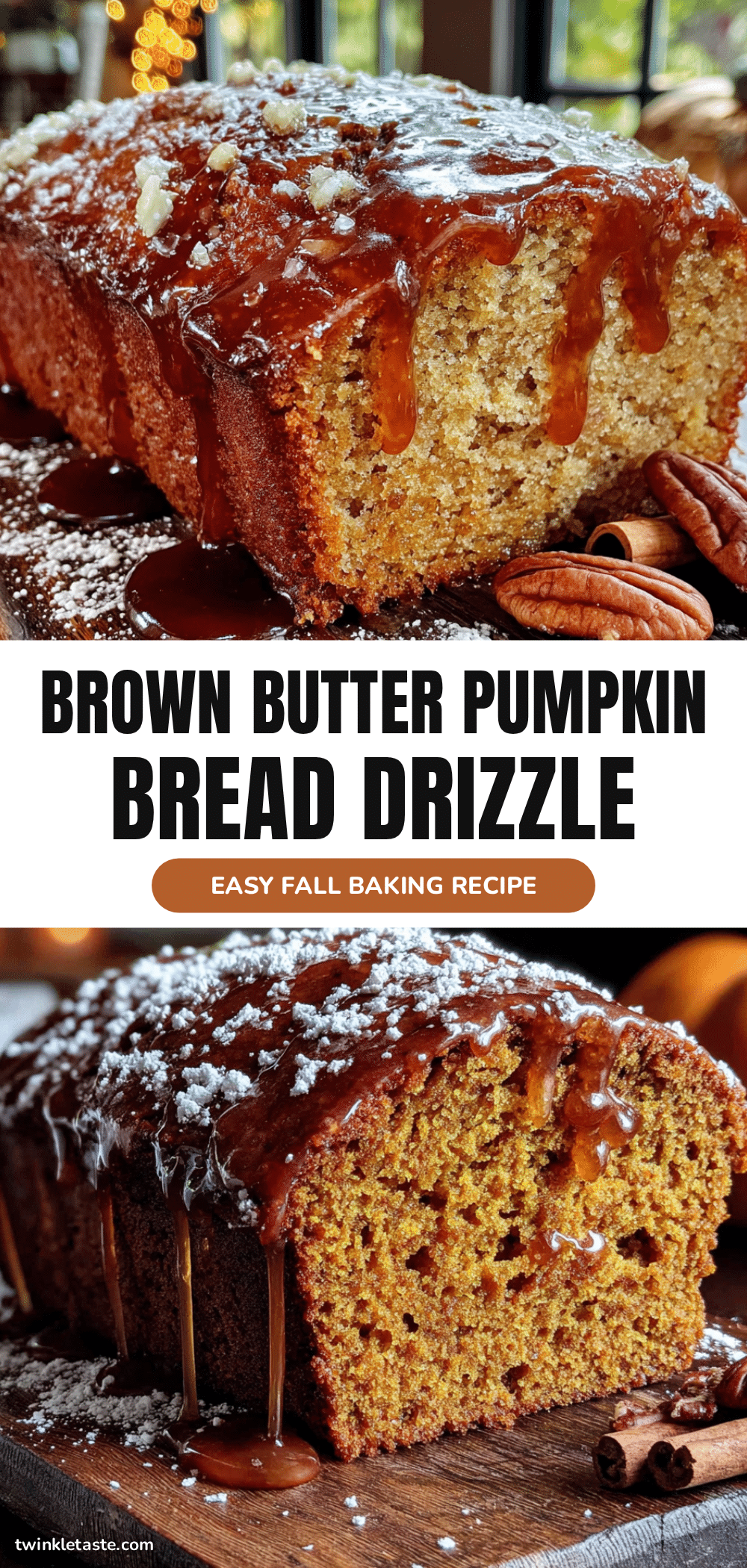 cozy brown butter pumpkin bread with maple glaze recipe