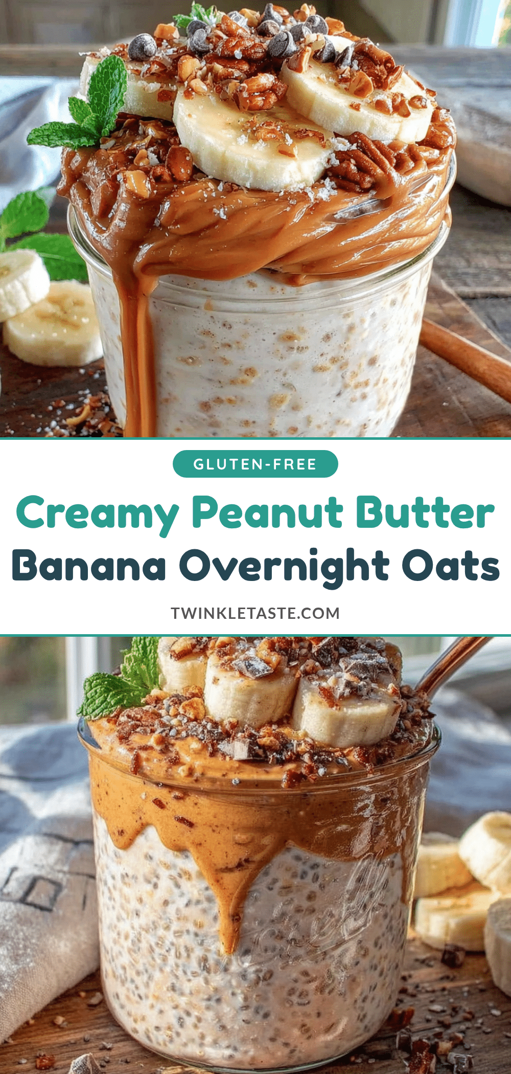 creamy peanut butter banana overnight oats recipe