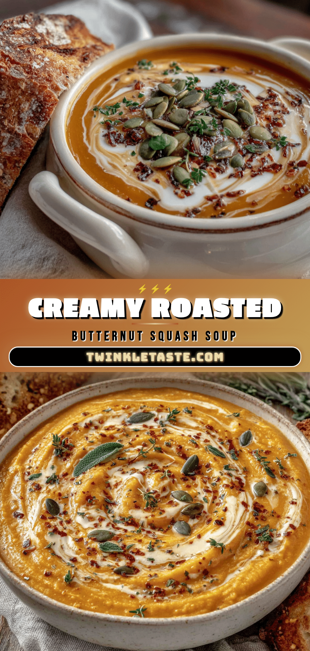 creamy roasted butternut squash soup with brown butter recipe