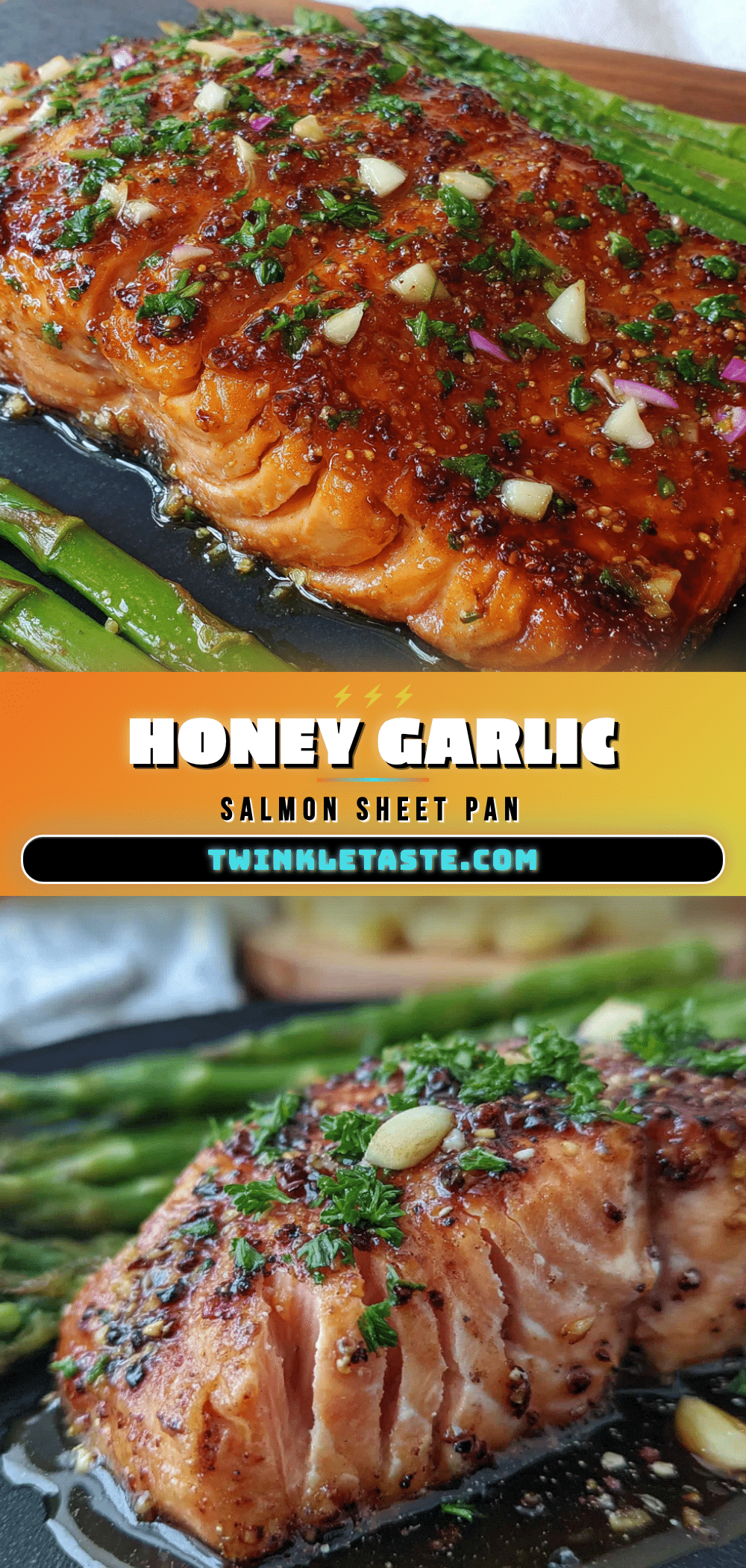 easy honey garlic salmon sheet pan with asparagus recipe