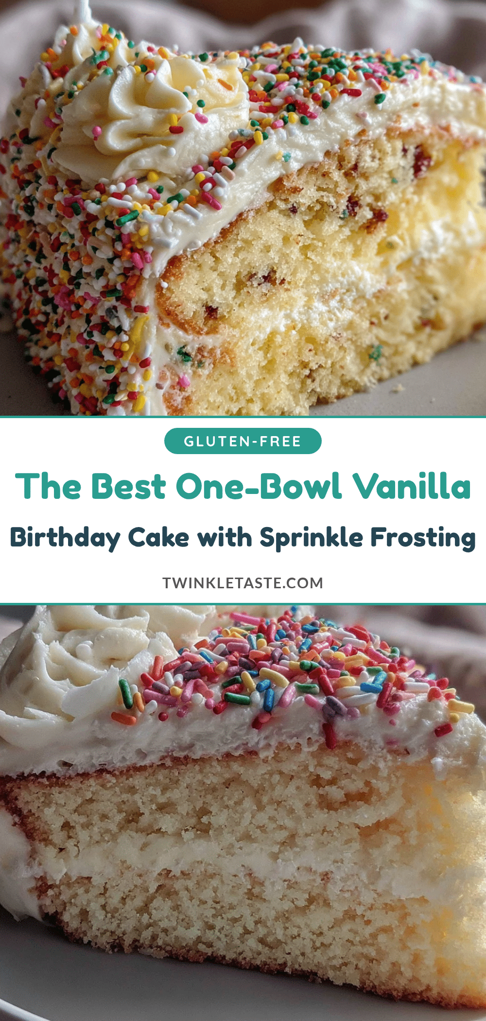 one-bowl vanilla birthday cake with sprinkle frosting recipe