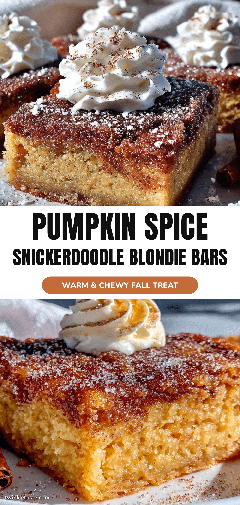 pumpkin snickerdoodle blondie bars recipe