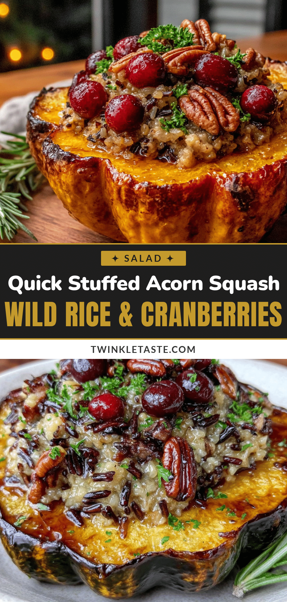 stuffed acorn squash wild rice cranberry recipe