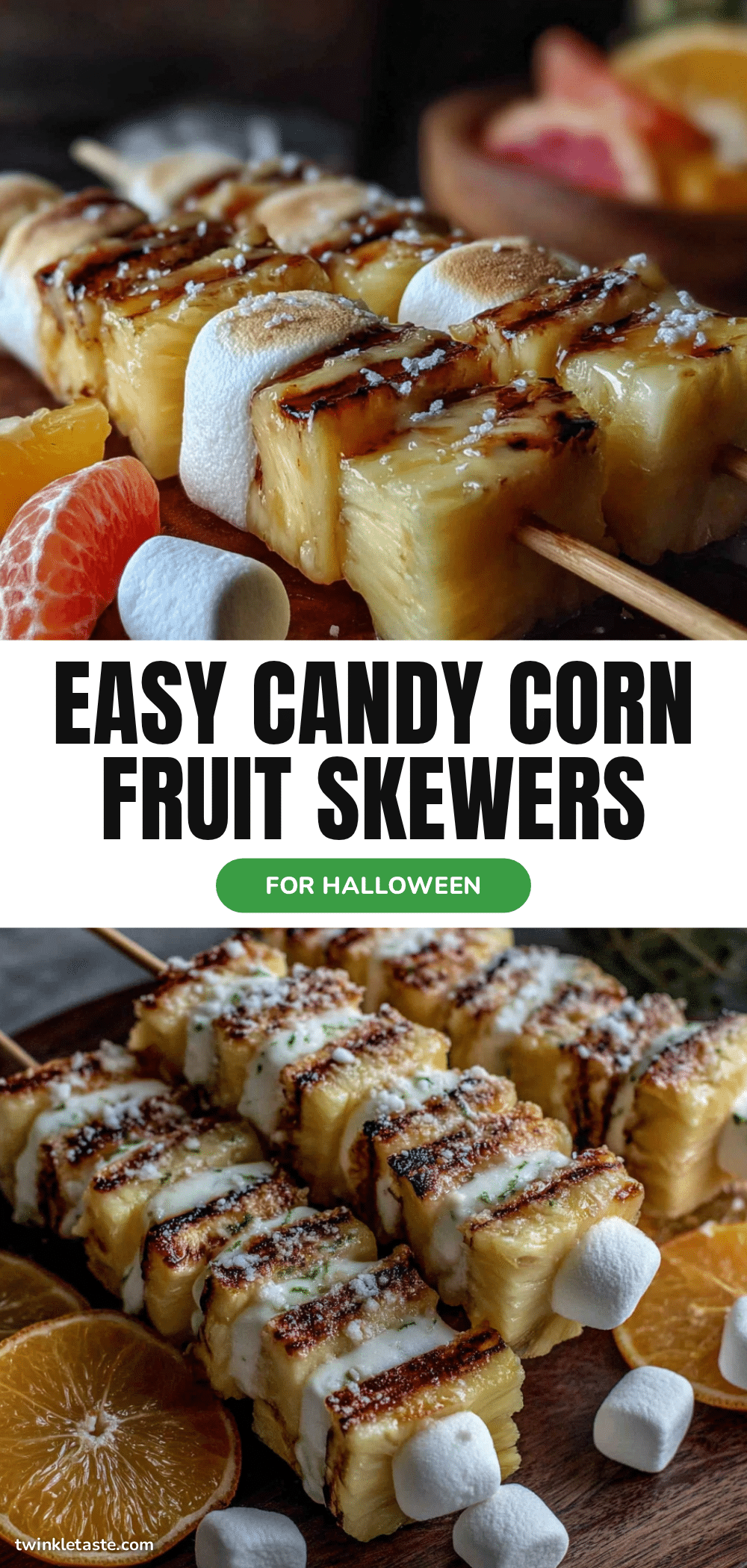 Candy Corn Fruit Skewers recipe
