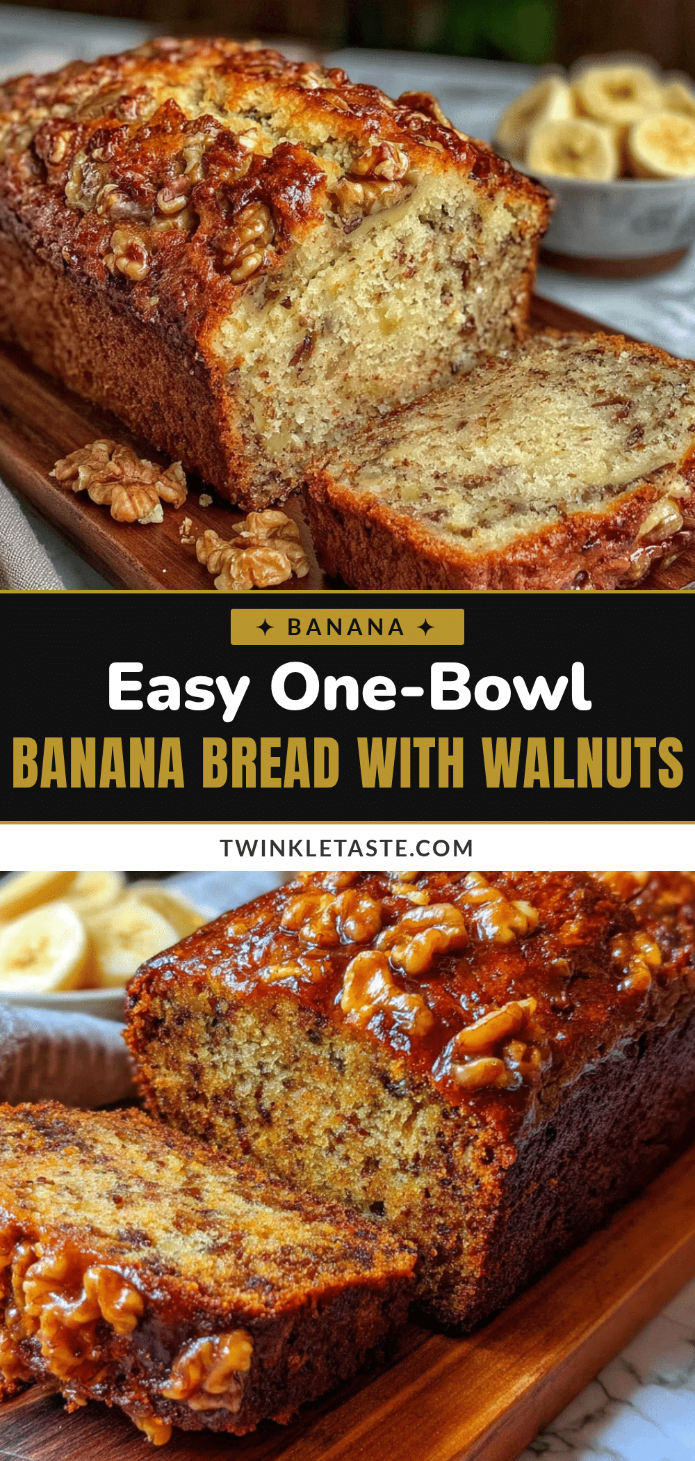 easy one-bowl banana bread with walnuts recipe