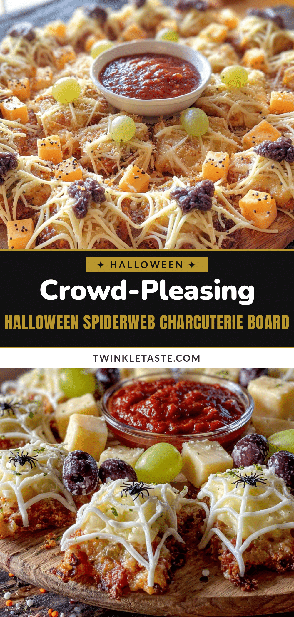Halloween spiderweb charcuterie board recipe