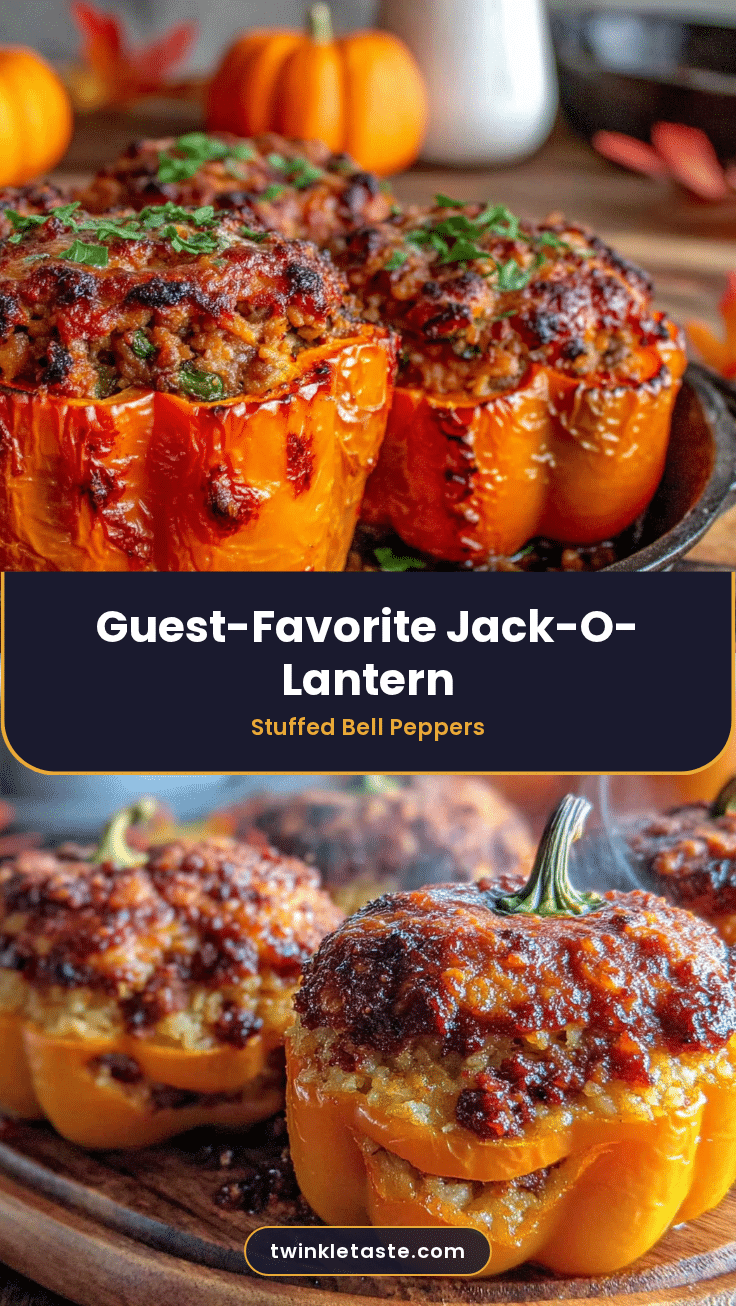 Jack-O-Lantern Stuffed Bell Peppers recipe